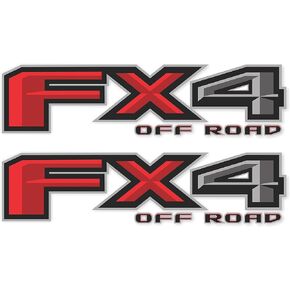 FX4 Off Road Decal Set for Ford Truck, Bedside Replacement Stickers, Set of 2, Premium Series (Metallic Finish) (Black, Red, 4.3" x 16.5", F150)
