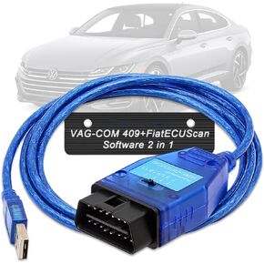 VAG KKL 409 FIAT ECU SCAN OBD2 مع رقاقة FT232RL ، برنامج تشخيص لـ VAG-COM 409+واجهة Fiatecuscan 2 في 1 أداة ماسحة ضوئية مع مفتاح 4Way ، يناسب VW ، Audi ، Fiat ، Alfa ، Lancia مركبة