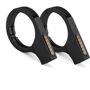 Motorcycle Turn Signals LED 55-58mm Front Fork Turn Signal Lights Indicator Clamps Amber Lamp 12V Fit for Harley Honda Yamaha Kawasaki Suzuki Indian Cafe Racer Chopper Bobber Custom