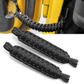 2 PCS Car Door Stopper, Heavy-Duty Double-Layer Anti-Tension Paracord Braided Belt Door Paint Protection Windproof Stopper, Safety Accessory, for Jeep Wrangler CJ YJ TJ JK JKU JL (Black)