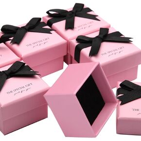 24 Pcs Jewelry Gift Boxes Cardboard Jewelry Boxes Packaging Pink Square Gift Box for Ring Badge Brooch Earring Display (pink with white stripes)