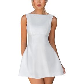 Women's Sleeveless Mini Dress Sexy Backless High-Waisted Formal Dress Casual Open Back A Line Mini Skirt in Kuwait