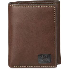 Levi's Men's RFID Trifold with Interior Zipper, Black Slim, One Size in Saudi Arabia