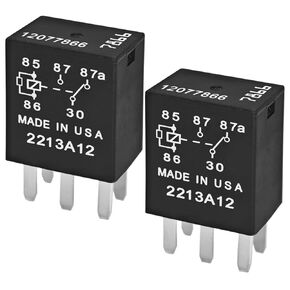 Automotive Relay 12077866 (Set of 2) - 5-Pin 12V Relay - Replacement for Relay 5810-0202, 7866, Compatible with Buick, Cadillac, Chevrolet, GMC