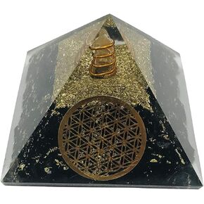 Black Tourmaline Orgone Pyramid Positive Energy Generator Orgonite Pyramid Healing Crystal and Stones - Boost Immune System Meditation for Men Women Spirituality Gift