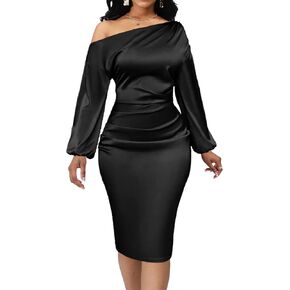 Yiershu Women's Sexy Fall Off Houtter Bodycon Dress Elegant Long Long Cocktail Party Midi Maxi Dresses
