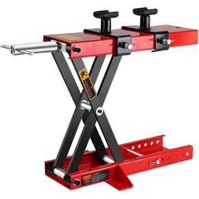 Motorcycle Scissor Lift Jack - 1100LBS Heavy Duty Bike Lift with Wide Anti-Slip Deck, Manual Crank Handle - Steel ATV Lift for Garage Maintenance & Repair