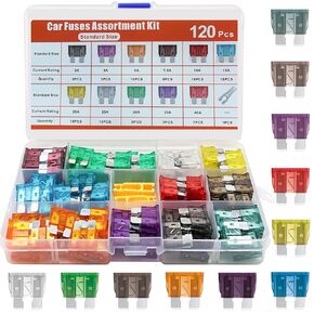 120pcs مجموعة الصمامات منخفضة الأوتار-الصمامات المصغرة مع البولر ، 5A-40A للسيارة/الشاحنة/سيارات الدفع الرباعي/دراجة نارية (سبيكة الزنك المقاومة للتآكل)