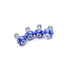 4 Pcs Blue Aluminum Alloy Decorative License Plate Bolt Screw for Car Motorcycle Vehicle Components Replace Parts