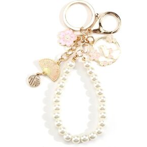 Pearl Keychain,Elegant White Pearl Gift with Charm for Women Girlfriend Friend