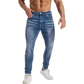 LZLER Mens Skinny Jeans Slim Fit Stretch Jeans Tapered Leg Ripped Elastic Waist Jean Denim Pants
