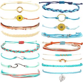 Long tiantian Friendship Bracelets Boho Waterproof String Bracelets for Women Beach Jewelry Trendy Stuff Adjustable Wave Surfer Bracelet Gifts for Firend Vacation Jewelry for Women