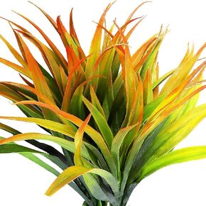 4pcs Artificial Fake Grass Plants Faux Fake Grasses Plastic Plant Greenery (Orange and Green)