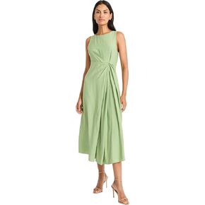 Maggy London Women's Sleeveless Asymmetrical Twist Front Textured Rayon Blend Special Occasion Midi Cocktail Dress