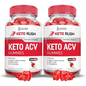 Justified Laboratories (2 Pack Keto Rush Keto ACV Gummies Advanced Formula 1000MG Powder B12 Vegan Non GMO 120 Gummys