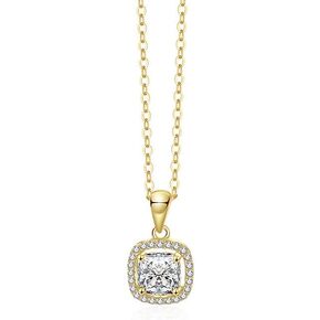 1 Carat 14K Gold Princess Cut Diamond Pendant with Micro-set Diamond Necklace for Women - Subtle Elegance Necklace Gifts