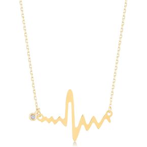 Gelin 14k Gold Diamond Heart Beat Necklace for Women