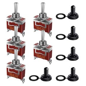 تبديل التبديل لحظة ، MecreCare مقاومة للماء 3 طرق تبديل (تشغيل) -OFF- (ON) 30A 12VDC/15A 250VAC 3 SPDT مع غطاء قبعة التمهيد لمارين القوارب التلقائية (حزمة 5)