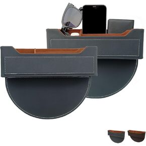 1 PCS Leather Car Organizer Pront Pront ، منظم حشو مقعد السيارة ، صندوق تخزين لمقعد السيارة متعدد الوظائف للهواتف مفاتيح بطاقات أحمر الشفاه وغيرها من المواد الصغيرة (أسود)