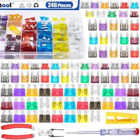 257pcs Auto Fuse Fuse Kit مع اختبار الدائرة و Clay Puller Pliers ، Micro ، Mini ، Fuses Standard Blade لـ Car Boat Truck SUV (2A 3A 5A 7.5A 10A 15A 20A 25A 30A 40A 40A)