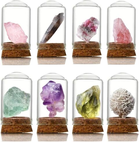Healing Crystals 8pcs Different Gemstone and Crystals Sets in Wishing Crystal Bottles for Positive Energy Spiritual Healing Meditation and Bring Good Luck Great Choice for Gift (crystal stone A) in Saudi Arabia