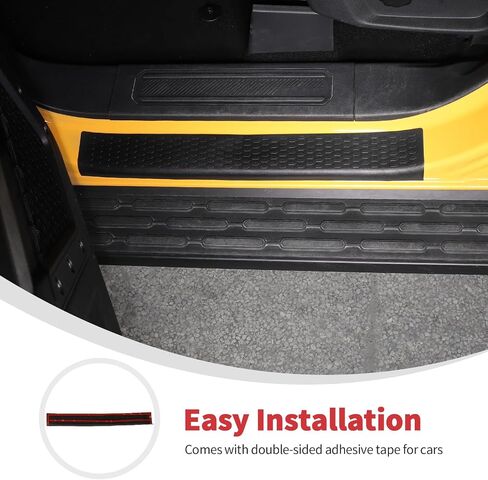 Linskip Door Sill Protector with Anti-Slip Compatible with 2021-2025 Ford Bronco 2Door, Texture for Enhanced Grip and Protection - TPE Door Sill Guards for Bronco Accessories(Black) in Saudi Arabia