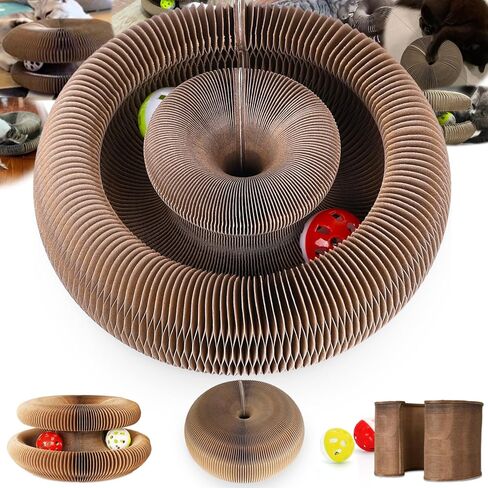 Dosanlues ﻿Cat Ball Toy, Foldable Cat Ball Track with 2 Cat Bell Balls, Magic Organ Cat Scratching Board Cat Toy for Indoor Cats Exercise, Cat Scratcher in Kuwait