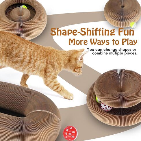 Dosanlues ﻿Cat Ball Toy, Foldable Cat Ball Track with 2 Cat Bell Balls, Magic Organ Cat Scratching Board Cat Toy for Indoor Cats Exercise, Cat Scratcher in Kuwait