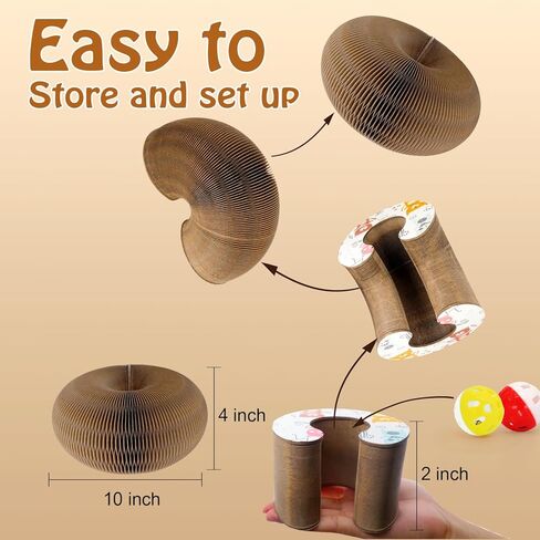 Dosanlues ﻿Cat Ball Toy, Foldable Cat Ball Track with 2 Cat Bell Balls, Magic Organ Cat Scratching Board Cat Toy for Indoor Cats Exercise, Cat Scratcher in Kuwait