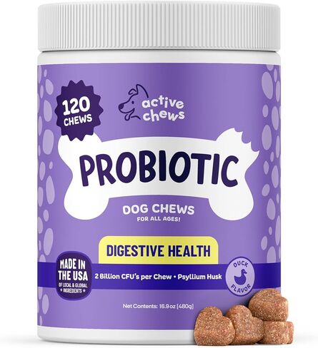 | Pet Probiotics for Dogs | Dog Probiotics and Digestive Enzymes for Dogs Diarrhea, Gut Health for Dogs | Probiotic Chews for Dogs w/Fiber, Puppy probiotic Digestive Health, 120 ct in Saudi Arabia