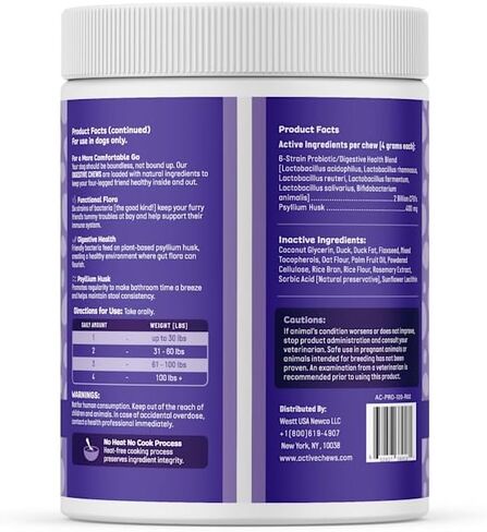 | Pet Probiotics for Dogs | Dog Probiotics and Digestive Enzymes for Dogs Diarrhea, Gut Health for Dogs | Probiotic Chews for Dogs w/Fiber, Puppy probiotic Digestive Health, 120 ct in Saudi Arabia