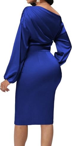 Yiershu Women's Sexy Fall Off Shoulder Bodycon Dress Elegant Long Sleeve Formal Cocktail Party Midi Maxi Dresses in Saudi Arabia