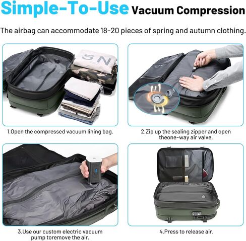 Vacpack, Vacuum Backpack, Carry On Airback Backpack, 60L Expandable Travel Airbag with Vacuum Seal Compression, Water Resistant, TSA Anti-Theft (Electric Air Pump Included) in Saudi Arabia