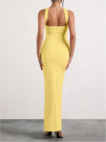 Milumia Women's Halter Neck Ruched Strapless Sleeveless Tube Bodycon Maxi Dresses in Saudi Arabia