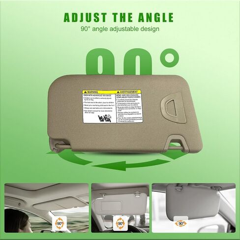 يناسب جانب Sun Sun Side Level Driver Driver مع Nissan Rogue X-Trail 2014-2020 Sunshade متوافق مع 96401-4BA3E 96401-4BA1D مع ضوء الغرور/مع مرآة المكياج (جانب السائق الأيسر (البيج))) in Kuwait