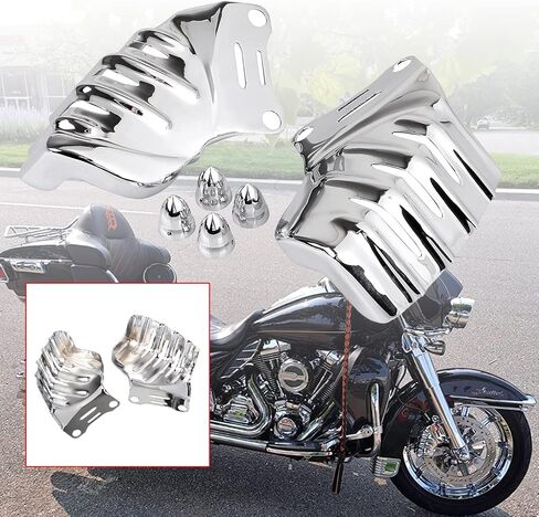 أغطية إدراج فرامل فرامل فرامل SHMT Chrome لـ Harley Touring Road King Ultra Limited Electra Glide Glide Glide 2008-2023 & VRSCAW 2007-2010 ، 1 زوج in Kuwait