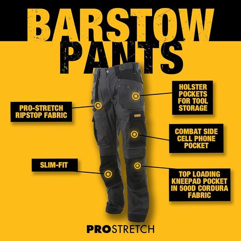 DEWALT Men's Barstow Pro-Stretch, Slim Fit, Holster Pocket, Work Pants in Saudi Arabia