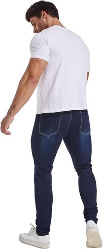 LZLER Mens Skinny Jeans Slim Fit Stretch Jeans Tapered Leg Ripped Elastic Waist Jean Denim Pants in Saudi Arabia