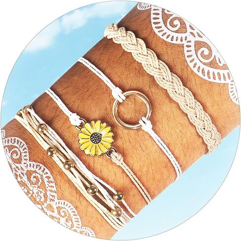 Long tiantian Friendship Bracelets Boho Waterproof String Bracelets for Women Beach Jewelry Trendy Stuff Adjustable Wave Surfer Bracelet Gifts for Firend Vacation Jewelry for Women in Saudi Arabia