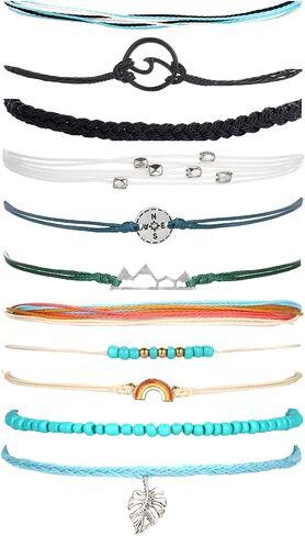 Long tiantian Friendship Bracelets Boho Waterproof String Bracelets for Women Beach Jewelry Trendy Stuff Adjustable Wave Surfer Bracelet Gifts for Firend Vacation Jewelry for Women in Saudi Arabia