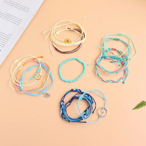 Long tiantian Friendship Bracelets Boho Waterproof String Bracelets for Women Beach Jewelry Trendy Stuff Adjustable Wave Surfer Bracelet Gifts for Firend Vacation Jewelry for Women in Saudi Arabia