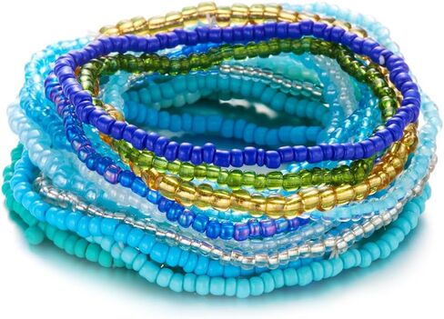 Colorful Beaded Bracelet for Women Boho Handmade Friendship Bracelets Stretchy Elastic Adjustable Jewelry Bohemian Stackable Beaded Charm Bracelets Summer Beach Party Accessories in Saudi Arabia