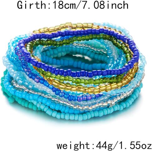 Colorful Beaded Bracelet for Women Boho Handmade Friendship Bracelets Stretchy Elastic Adjustable Jewelry Bohemian Stackable Beaded Charm Bracelets Summer Beach Party Accessories in Saudi Arabia
