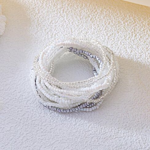 Colorful Beaded Bracelet for Women Boho Handmade Friendship Bracelets Stretchy Elastic Adjustable Jewelry Bohemian Stackable Beaded Charm Bracelets Summer Beach Party Accessories in Saudi Arabia