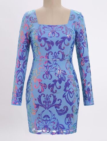 ODIZLI Women's Long Sleeve Sparkly Sequins Bodycon Mini Dress Party Nightclub Dresses Crisscross Straps Tie Back in Saudi Arabia
