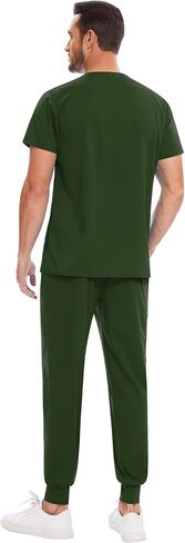 niaahinn Men Scrub Set-Stretch V-Neck Scrub Top & Jogger Pant with 9 Pockets, Yoga Waistband, Anti-Wrinkle Scrubs for Men in Kuwait