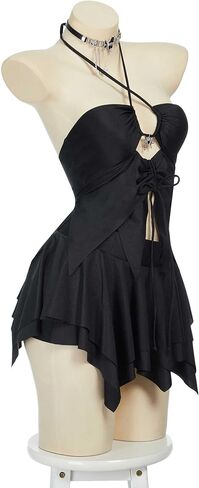 MEOWCOS Goth Bikini Swimsuit Butterfly Design Bathing Suit Dark Style Gothic Swimsuit in Saudi Arabia