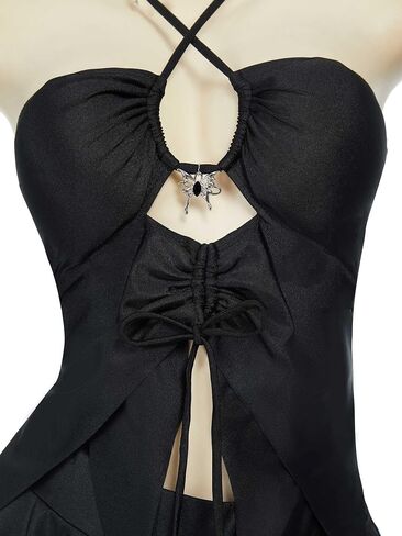 MEOWCOS Goth Bikini Swimsuit Butterfly Design Bathing Suit Dark Style Gothic Swimsuit in Saudi Arabia