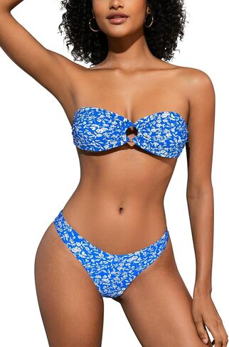 SHEKINI Sexy Women's Bandeau Bikini Set Halter O Ring Strapless Tie Back High Cut Two Piece Swimsuit Bathing Suits in Saudi Arabia