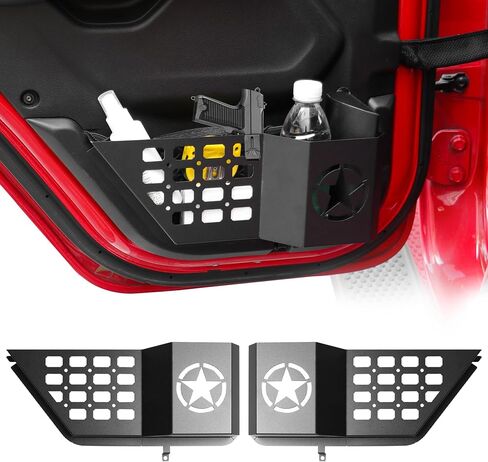 Rear Door Pockets Molle Panels For Jeep Wrangler Accessories JL 4XE Gladiator JT, Metal Storage Organizer, Replacement Original Factory Weak Saggy Net, Cover the ENTIRE Door Storage Area in Saudi Arabia